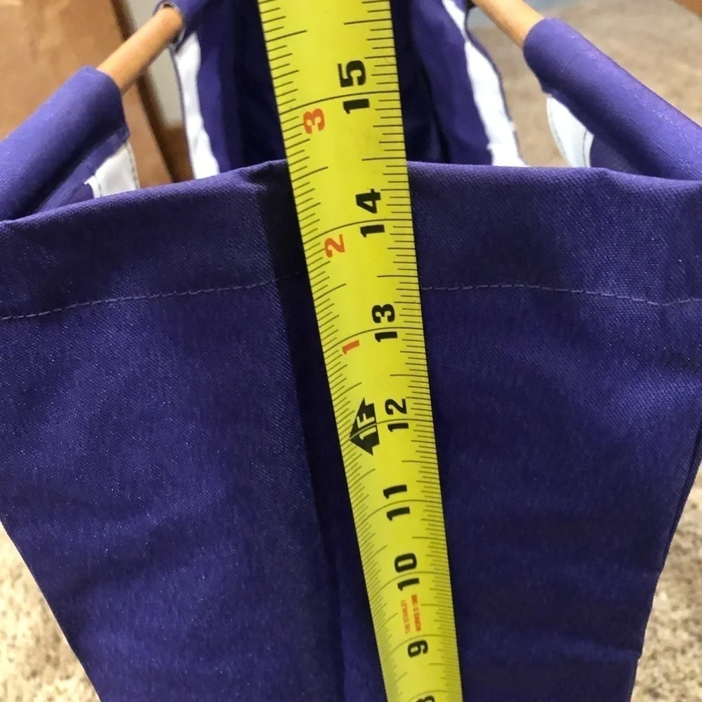 Vintage  BEACH/ Purple and White Wooden Handled  Vallarta Tote Bag